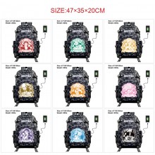 One Piece anime USB canvas camo backpack bag
