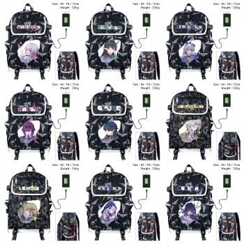 Honkai Star Rail game USB charging laptop backpack school bag