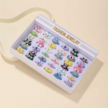 Sanrio Melody kitty Cinnamoroll Kuromi devil eyes anime rings set(36pcs a set)