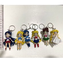 Sailor Moon anime figure doll key chains set(6pcs a set)