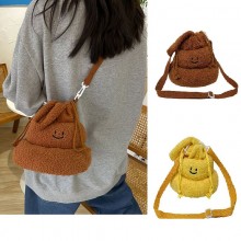 Cartoon Spoof Poop Bag Funny Plush Drawstring HandBag