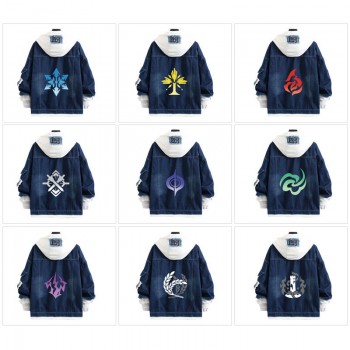 Honkai Star Rail fake two pieces denim jacket hoodie cloth