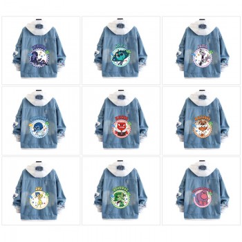 Inside Out fake two pieces denim jacket hoodie cloth