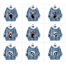 Kaiju No.8 anime fake two pieces denim jacket hoodie cloth