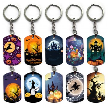 Halloween alloy two-sided pendant key chain keychains
