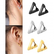 Punk Stainless Steel Geometric Triangle Hoop Earri...