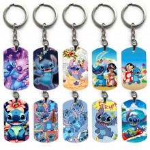 Stitch anime alloy two-sided pendant key chain key...