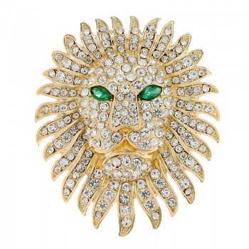 Full Rhinestone Lion Brooch Pin