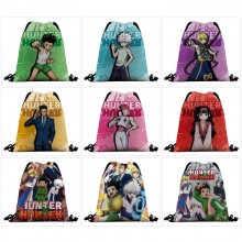 Hunter x Hunter anime nylon drawstring backpack ba...