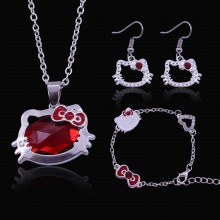 Hello Kitty anime Necklace Bracelet Earrings set(3...