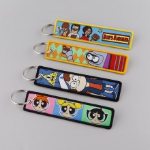 The Powerpuff Girls Woven Label Anime Lanyard Key chain Tag