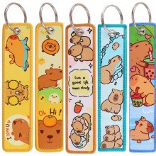 Capybara Rodent Woven Label Anime Lanyard Key chain Tag