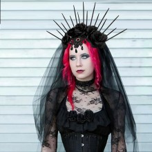Halloween black veil not easy to break headband ha...