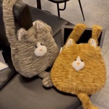 Funny Cat Plush Crossbody Shoulder Bag