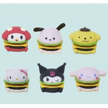 6pcs Sanrio Melody kitty Cinnamoroll Kuromi hamburger figures(OPP bag)