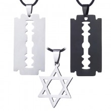 Gothic Punk Men Stainless Steel Blade Razor Neckla...