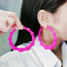 Women Rock Punk Geometric Large Circle Bamboo Earr...