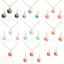 Tai Chi Yin Yang Bagua Charms Multicolor Enamel Ne...
