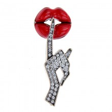 Sexy Crystal Lips Kiss Costume Brooches Pins