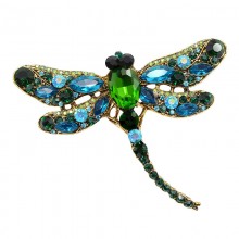 Vintage Rhinestone Dragonfly Alloy Brooch Pin