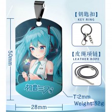 Hatsune Miku anime two-sided necklace keychain Key...