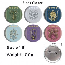75MM Black Clover anime tinplate brooch pins set(6...