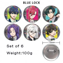 75MM Blue Lock anime tinplate brooch pins set(6pcs...