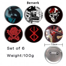 75MM Berserk anime tinplate brooch pins set(6pcs a...