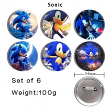 75MM Sonic the Hedgehog anime tinplate brooch pins...