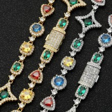 Popular Hip Hop Colored Gemstones Zircon Necklace ...