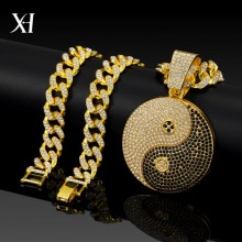Hip Hop Iced Out Bling Gossip Yin Yang Aumlet Pend...