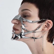 Cyberpunk alloy metal mask adjustable face accesso...