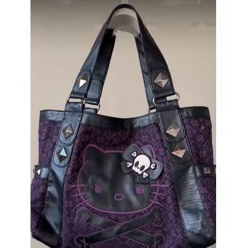 Hello Kitty Vintage Patchwork Purple Armpit Bag Handbag