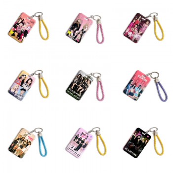 Black Pink star ID cards holders cases lanyard key chain