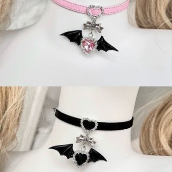 Lolita Punk Black Bat Wings Pendant Choker Necklaces