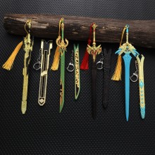 Genshin Impact game alloy mini sword key chain key...