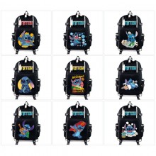 Stitch anime USB charging laptop backpack school b...