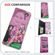 Black Pink star long wallets card holder purse