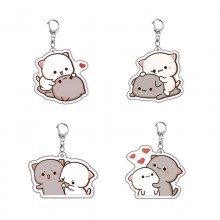 Cute cartoon peach and goma couple cat acrylic key chain keychains