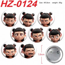 Nezha 2 anime tinplate brooch pins set(8pcs a set)58MM