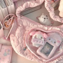 Sweet Heart Transparent Crossbody Shoulder Ita Bag...