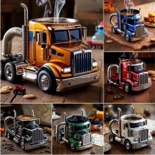 Creative Semi-Truck Design Coffee Mug Cup