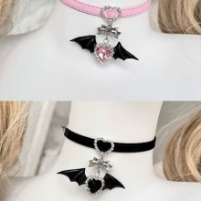Lolita Punk Black Bat Wings Pendant Choker Necklac...