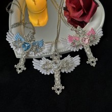 Y2K Punk Crystal Cross Pendant Necklace