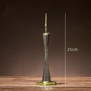 Guangzhou Canton Tower Metal Landmark Building Model