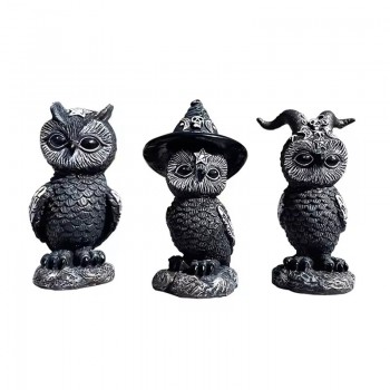 Magic Owl Mysterious Statue Cute Black Witches Owl Resin Figurine
