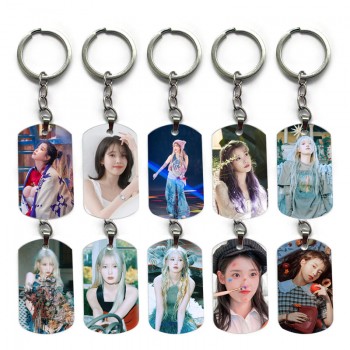IU Lee Ji Eun star alloy two-sided pendant key chain keychains