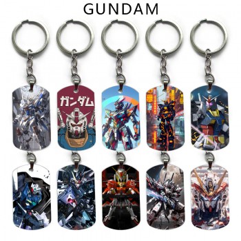 Gundam anime alloy two-sided pendant key chain keychains
