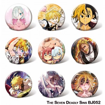 The Seven Deadly Sins anime tinplate brooch pins set(9pcs a set)58MM