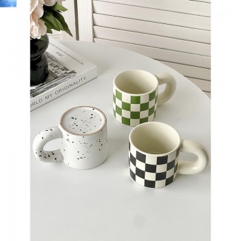 Checkboard splash ink ceramics cup mug